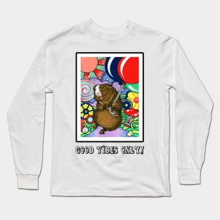 Happy Guinea Pig With Balloons - Good Vibes Only Long Sleeve T-Shirt